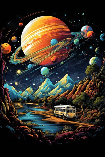 A Space Age School Bu - Futuristic & Cyberpunk Screen Print T-Shirt & Hoodie