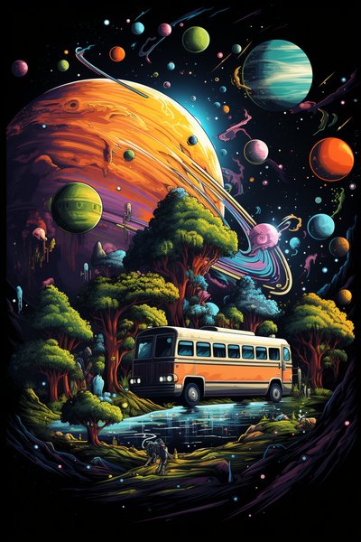 A Space Age School Bu 20e2ce12 8fef 4ee0 8d1b... - Futuristic & Cyberpunk Screen Print T-Shirt & Hoodie