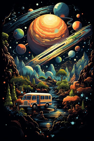 A Space Age School Bu - Futuristic & Cyberpunk Screen Print T-Shirt & Hoodie