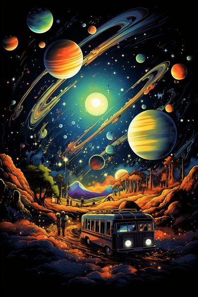A Space Age School Bu - Futuristic & Cyberpunk Screen Print T-Shirt & Hoodie