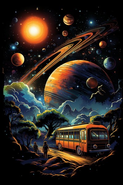A Space Age School Bu - Futuristic & Cyberpunk Screen Print T-Shirt & Hoodie