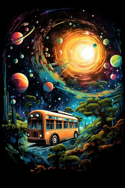 A Space Age School Bu - Futuristic & Cyberpunk Screen Print T-Shirt & Hoodie