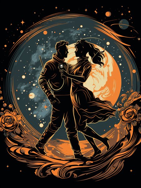 A Spaceman And Spacew - Futuristic & Cyberpunk Screen Print T-Shirt & Hoodie