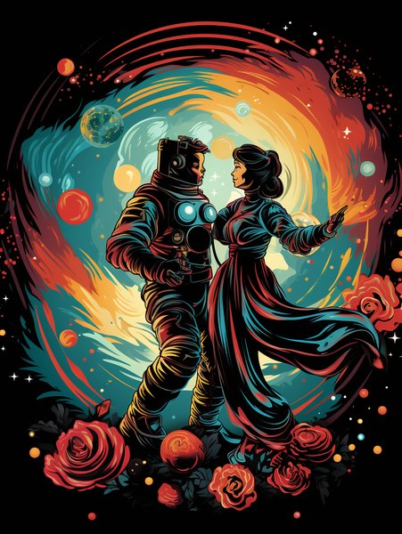 A Spaceman And Spacew - Futuristic & Cyberpunk Screen Print T-Shirt & Hoodie