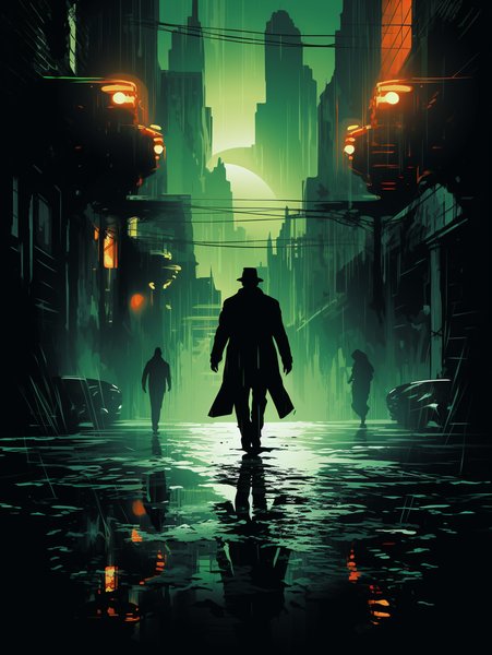 A Ray Gun Wielding Detective - Futuristic & Cyberpunk Screen Print T-Shirt & Hoodie