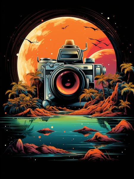 A Vintage Camera With - Futuristic & Cyberpunk Screen Print T-Shirt & Hoodie