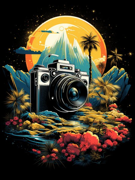 A Vintage Camera With - Futuristic & Cyberpunk Screen Print T-Shirt & Hoodie