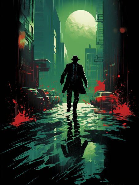 A Ray Gun Wielding Detective - Futuristic & Cyberpunk Screen Print T-Shirt & Hoodie