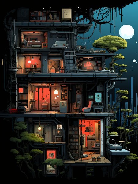 THE Tro Futuristic Apartment In The Style Of Vintage Ro - Futuristic & Cyberpunk Screen Print T-Shirt & Hoodie