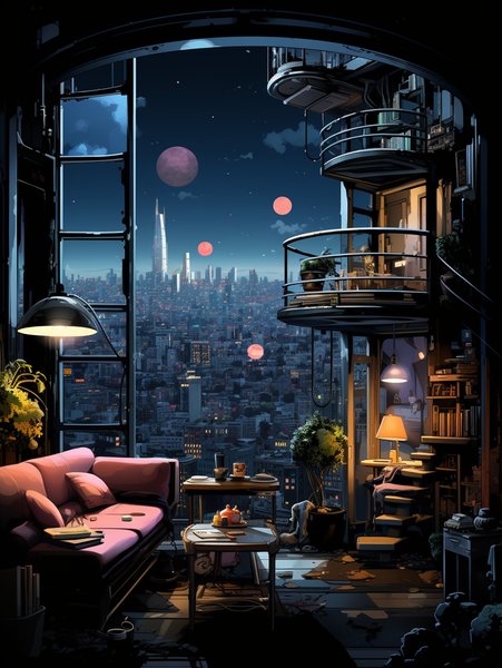 THE Tro Futuristic Apartment In The Style Of Vintage Ro - Futuristic & Cyberpunk Screen Print T-Shirt & Hoodie
