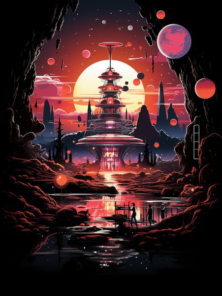A Futuristic 60s Diner On Mar - Futuristic & Cyberpunk Screen Print T-Shirt & Hoodie