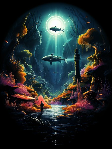 A Sleek Submarine Exploring T - Futuristic & Cyberpunk Screen Print T-Shirt & Hoodie