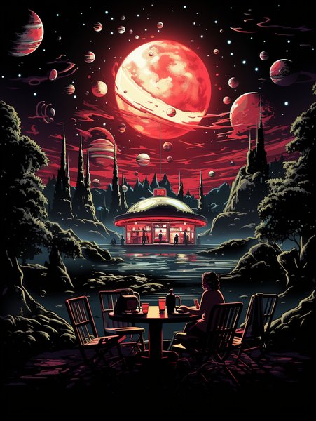 A 1950s Diner Set On An Aster - Futuristic & Cyberpunk Screen Print T-Shirt & Hoodie
