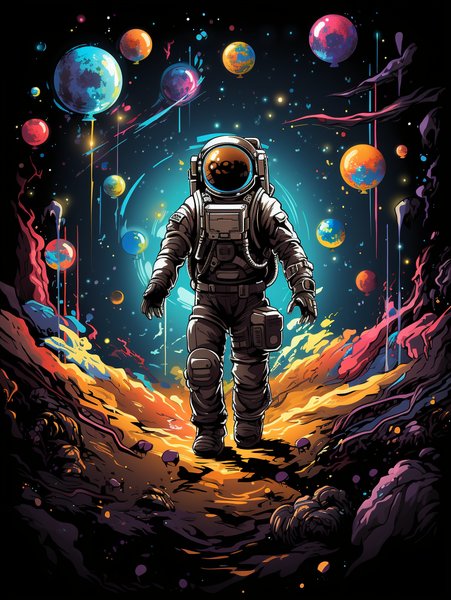 A Vintage Astronaut Dancing W - Futuristic & Cyberpunk Screen Print T-Shirt & Hoodie
