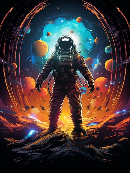 A Vintage Astronaut Dancing W - Futuristic & Cyberpunk Screen Print T-Shirt & Hoodie