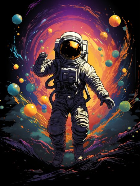 A Vintage Astronaut Dancing W - Futuristic & Cyberpunk Screen Print T-Shirt & Hoodie