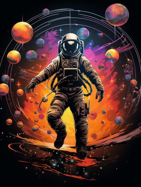 A Vintage Astronaut Dancing W - Futuristic & Cyberpunk Screen Print T-Shirt & Hoodie