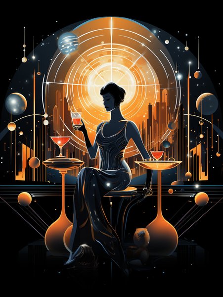 An Art Deco Inspired Space Lo - Futuristic & Cyberpunk Screen Print T-Shirt & Hoodie