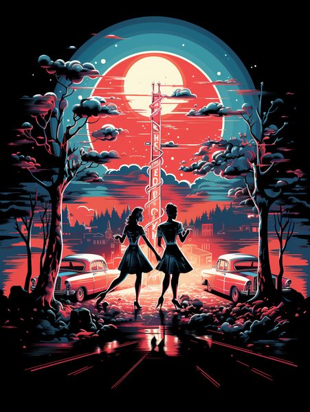 Classic 1950s Diner Scene Wit - Futuristic & Cyberpunk Screen Print T-Shirt & Hoodie