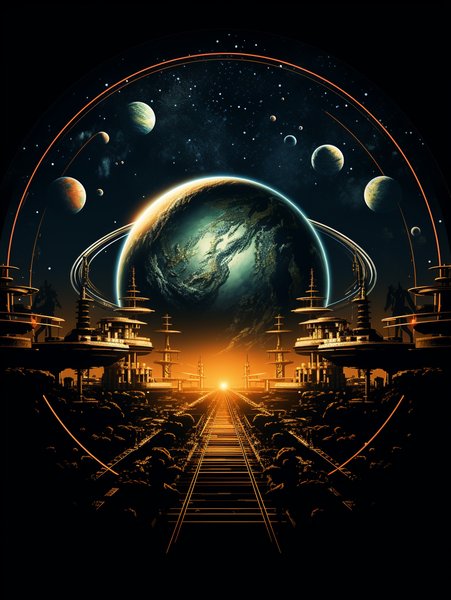 Elegant Space Cruisers Docked - Futuristic & Cyberpunk Screen Print T-Shirt & Hoodie