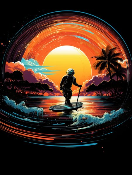 Futuristic Surfers Riding Neo - Futuristic & Cyberpunk Screen Print T-Shirt & Hoodie