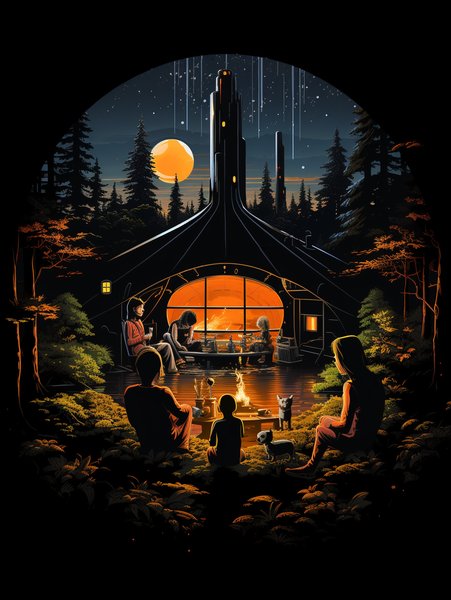 A 1960s Family Gathered Aroun - Futuristic & Cyberpunk Screen Print T-Shirt & Hoodie