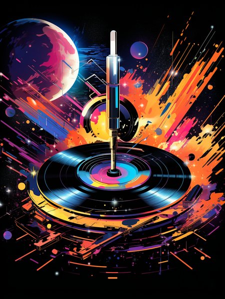 Futuristic Vinyl Player Spinn - Futuristic & Cyberpunk Screen Print T-Shirt & Hoodie