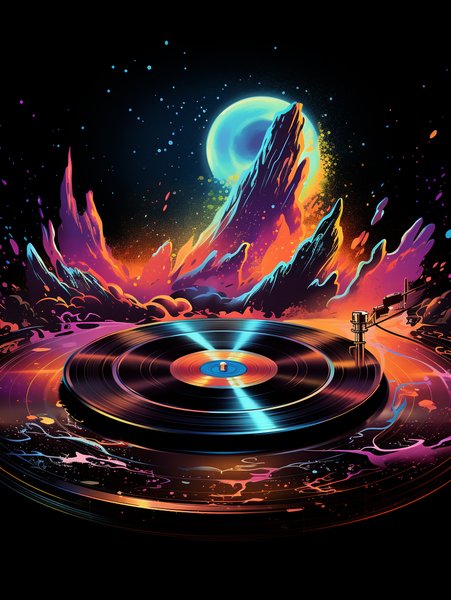 Futuristic Vinyl Player Spinn - Futuristic & Cyberpunk Screen Print T-Shirt & Hoodie