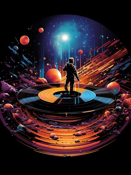 Futuristic Vinyl Player Spinn - Futuristic & Cyberpunk Screen Print T-Shirt & Hoodie