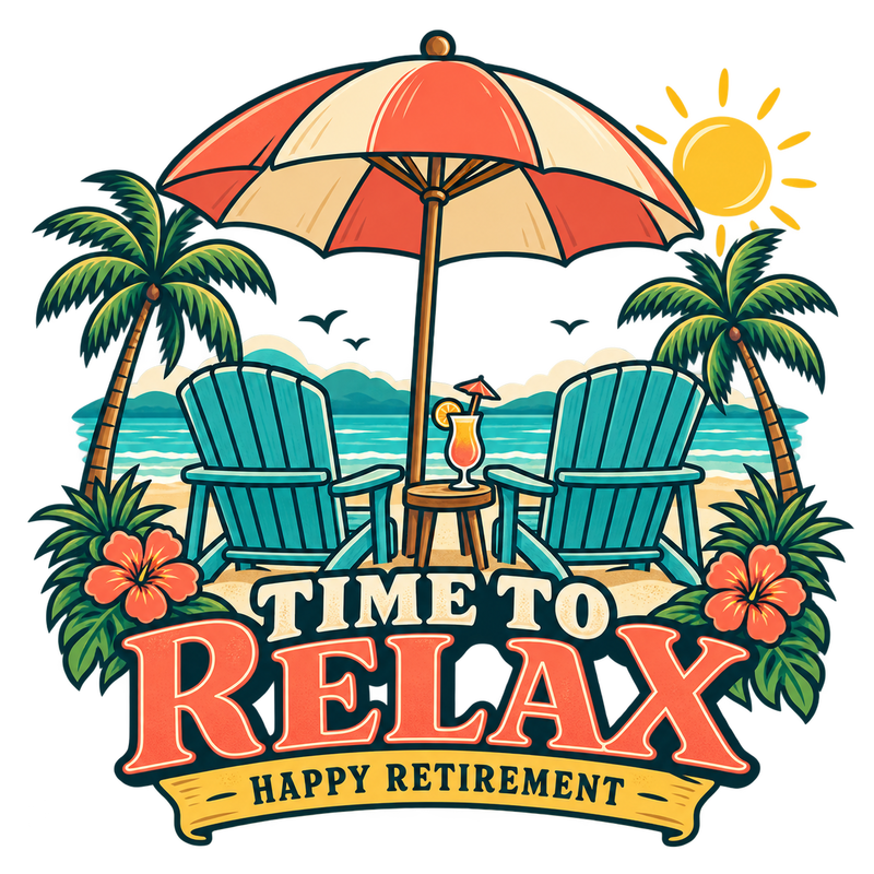 Time To Relax - Happy Retirement Screen Print T-Shirt & Hoodie