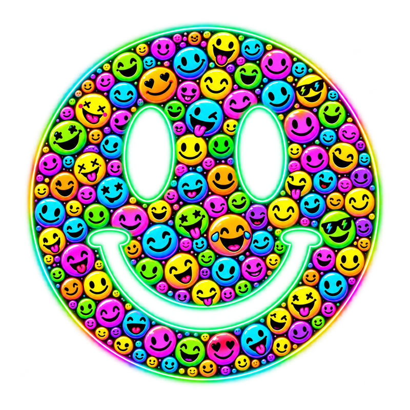 Neon Smileys - Neon Screen Print T-Shirt & Hoodie