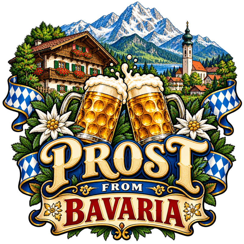Prost From Bavaria - Oktoberfest Screen Print T-Shirt & Hoodie