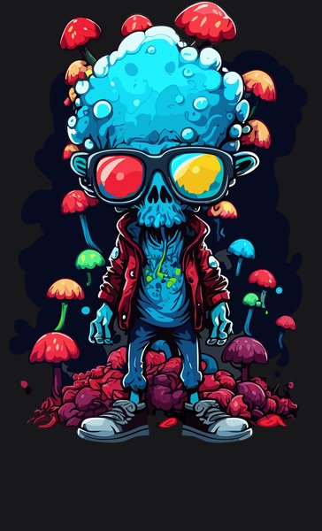 Trippy Alien Brain Shroom - Psychedelic Art Screen Print T-Shirt & Hoodie