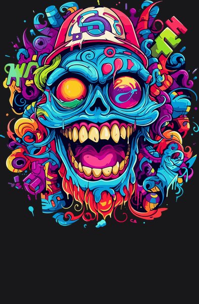 Electric Street Monster Laugh - Psychedelic Art Screen Print T-Shirt & Hoodie