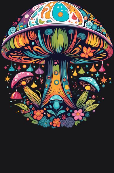 Sacred Geometry Mushroom Shrine - Psychedelic Art Screen Print T-Shirt & Hoodie