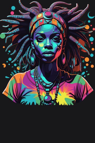 Dreadlock Astral Priestess - Psychedelic Art Screen Print T-Shirt & Hoodie