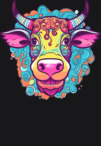 Psychedelic Sacred Cow - Psychedelic Art Screen Print T-Shirt & Hoodie