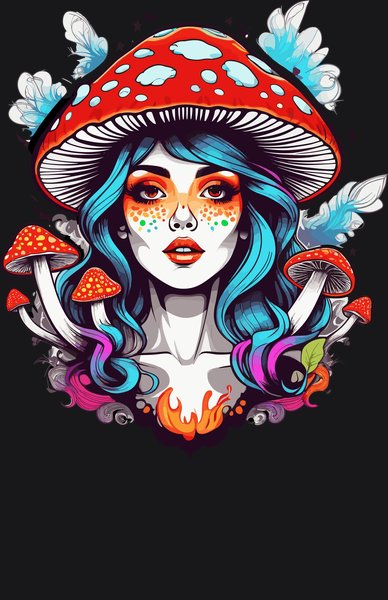 Toadstool Fairy Maiden - Psychedelic Art Screen Print T-Shirt & Hoodie