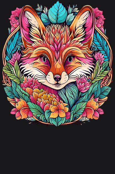 Woodland Spirit Autumn Fox - Psychedelic Art Screen Print T-Shirt & Hoodie