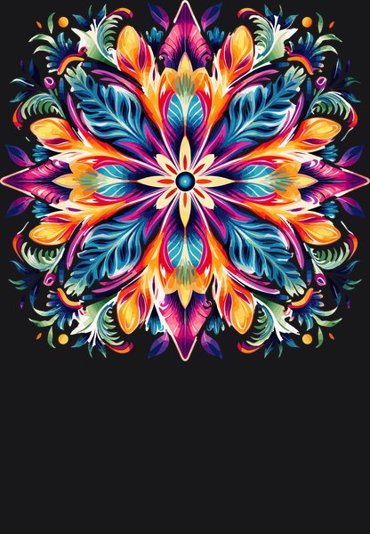 Sacred Mandala Blossom - Psychedelic Art Screen Print T-Shirt & Hoodie
