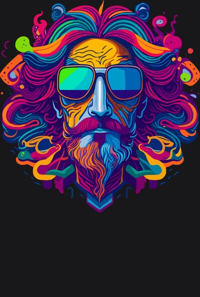 Retro Spectrum Beard Guru - Psychedelic Art Screen Print T-Shirt & Hoodie