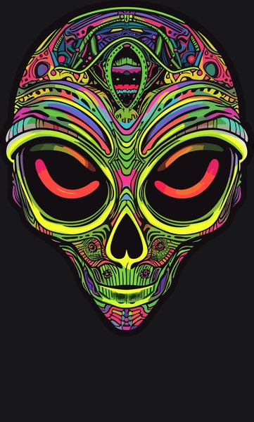 Cybernetic Neon Alien Mind - Psychedelic Art Screen Print T-Shirt & Hoodie
