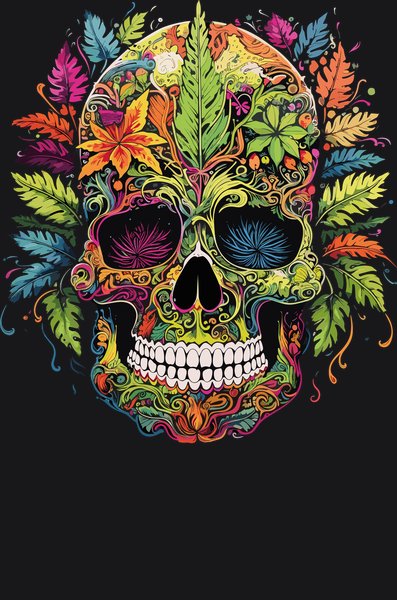 Botanical Cannabis Cranium - Psychedelic Art Screen Print T-Shirt & Hoodie