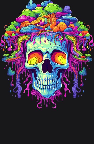 Acid Moss Brain Skull - Psychedelic Art Screen Print T-Shirt & Hoodie