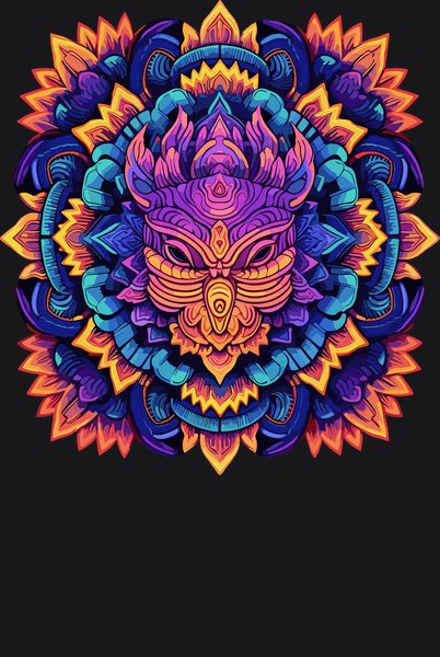 Royal Mandala Lion Crest - Psychedelic Art Screen Print T-Shirt & Hoodie
