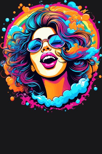 Electric Euphoria Sunset Girl - Psychedelic Art Screen Print T-Shirt & Hoodie