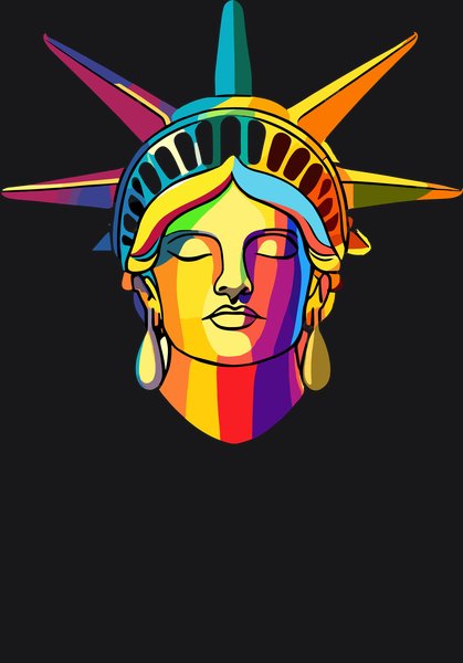 Neon Cyberpunk Statue of Liberty - Psychedelic Art Screen Print T-Shirt & Hoodie