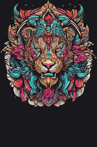 Majestic Tribal Lion King - Psychedelic Art Screen Print T-Shirt & Hoodie