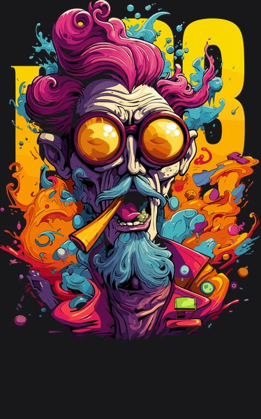 Steampunk Smoke Professor - Psychedelic Art Screen Print T-Shirt & Hoodie