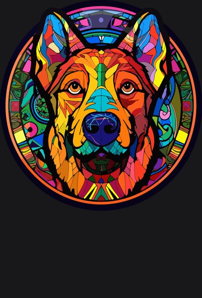 Electric Mandala German Shepherd - Psychedelic Art Screen Print T-Shirt & Hoodie